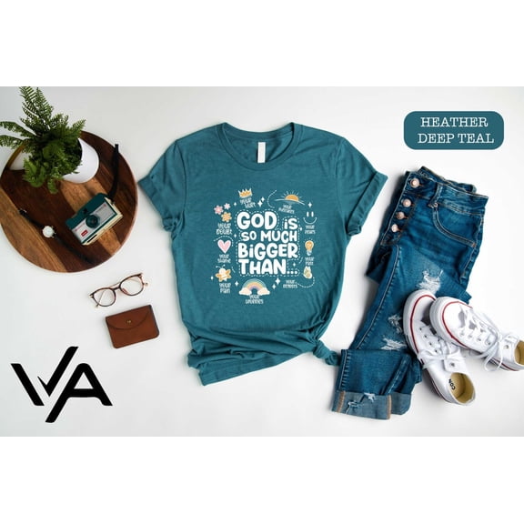 Christian Shirts, Religious T-Shirt, Prayer S, Faith Graphic Tees, Shirs For Women, Her, God Is So Much Bigger Than, Jesus Tee, Full Size S-5XL