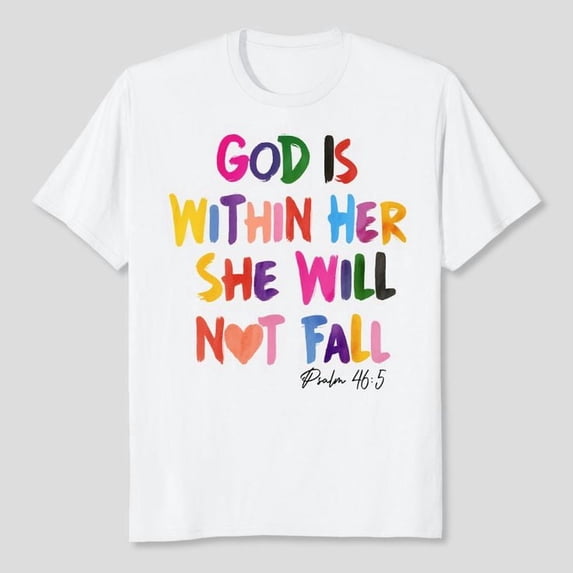 Christian Shirts for Women Jesus God is Within Her Faith Inspirational Bible Verse Religious Graphic Tee Tops, Women's Graphic Tee 100% Cotton by TBun, Full Sizes S-5XL