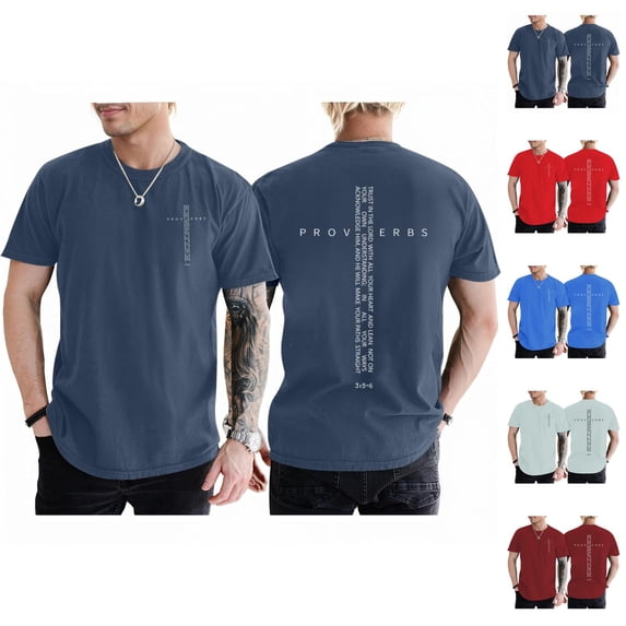 Christian Shirts for Men Summer Short Sleeve Lightweight Casual Crewneck Bible Verse Graphic Tee Shirt