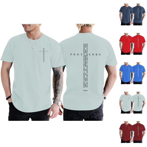 Christian Shirts for Men Summer Short Sleeve Lightweight Casual Crewneck Bible Verse Graphic Tee Shirt