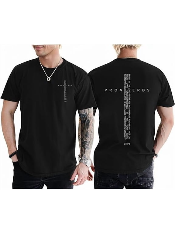 Christian Shirts for Men Vintage Religious Cross Bible Verse T-Shirt Jesus Faith Tshirt Inspirational Graphic Tee