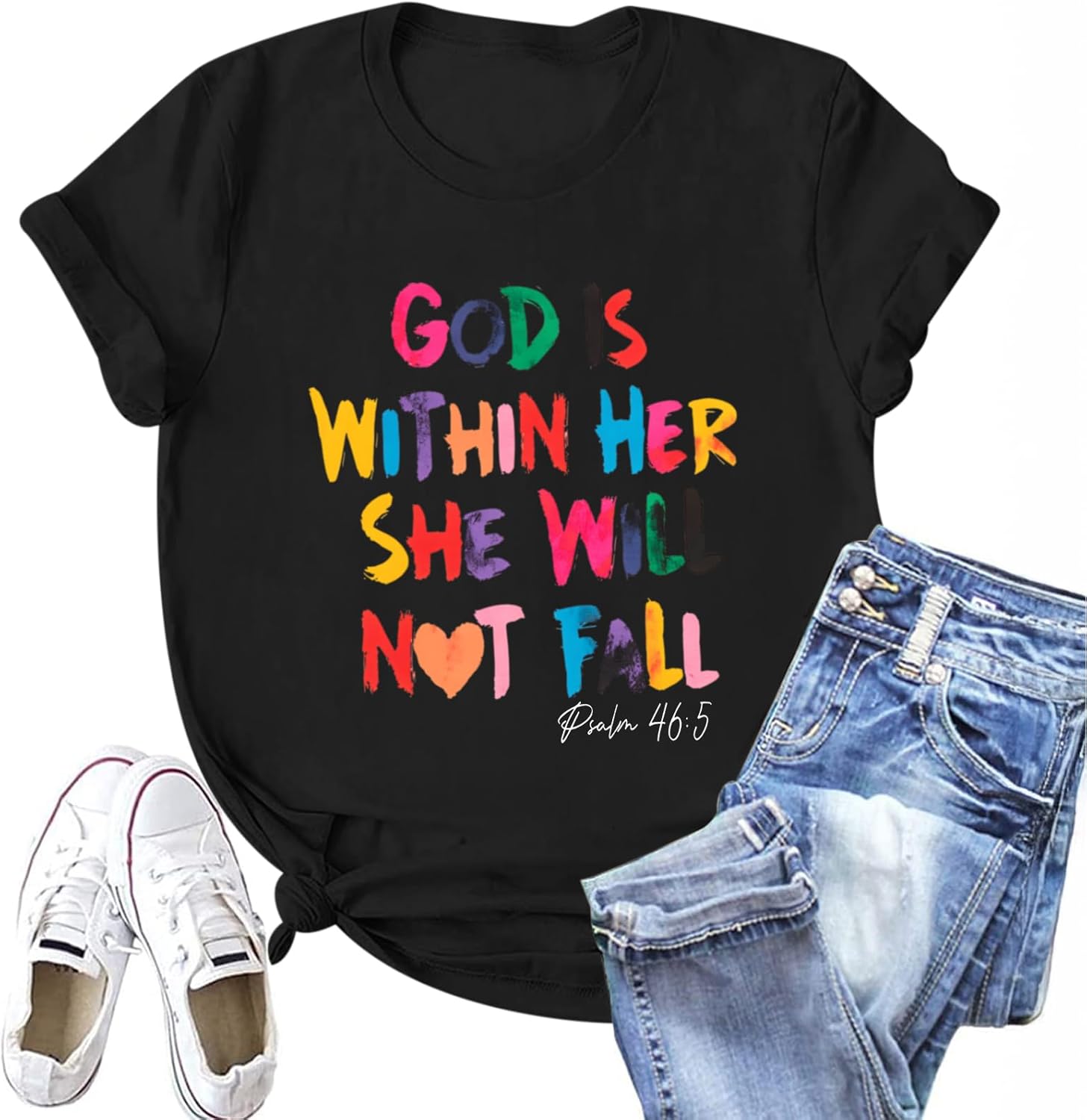 Christian Shirts for Women Jesus God is Within Her Tshirt Faith ...