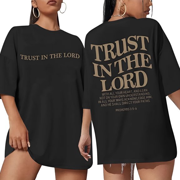 Christian Shirts for Women Trust in The Lord Oversized Tshirts Jesus Graphic Tees Faith Religious Bible Verse Tops