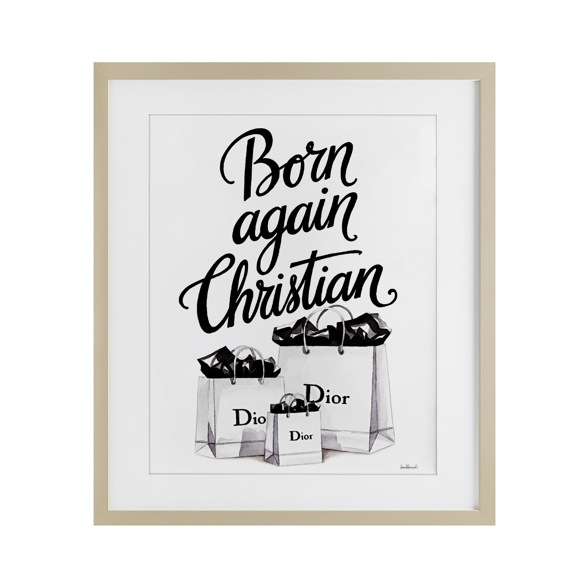 Christian & Shopping Bags Birch Framed Print Under Glass, design by Amanda Greenwood