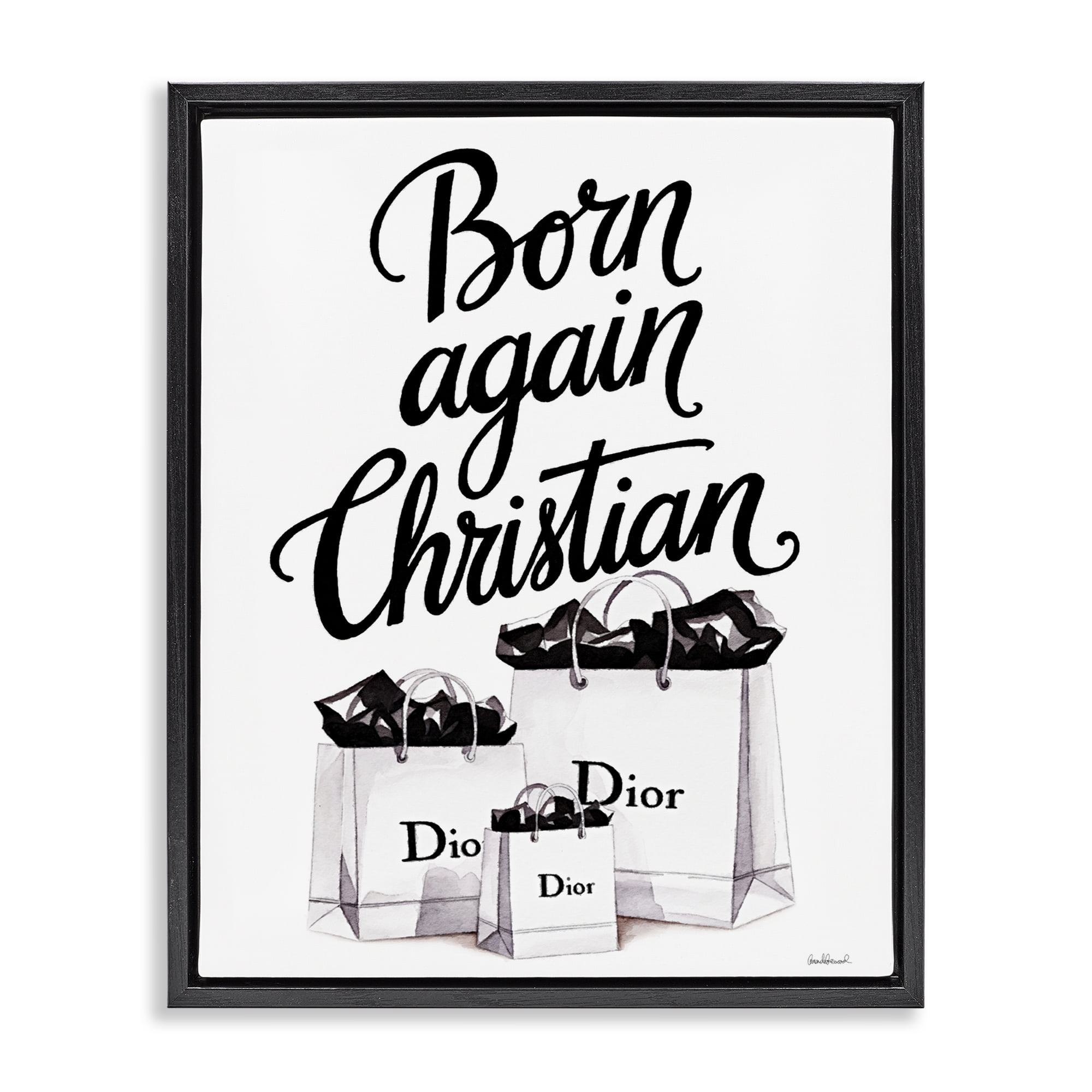 Christian & Shopping Bags Black Framed Floater Canvas Wall Art, design by Amanda Greenwood