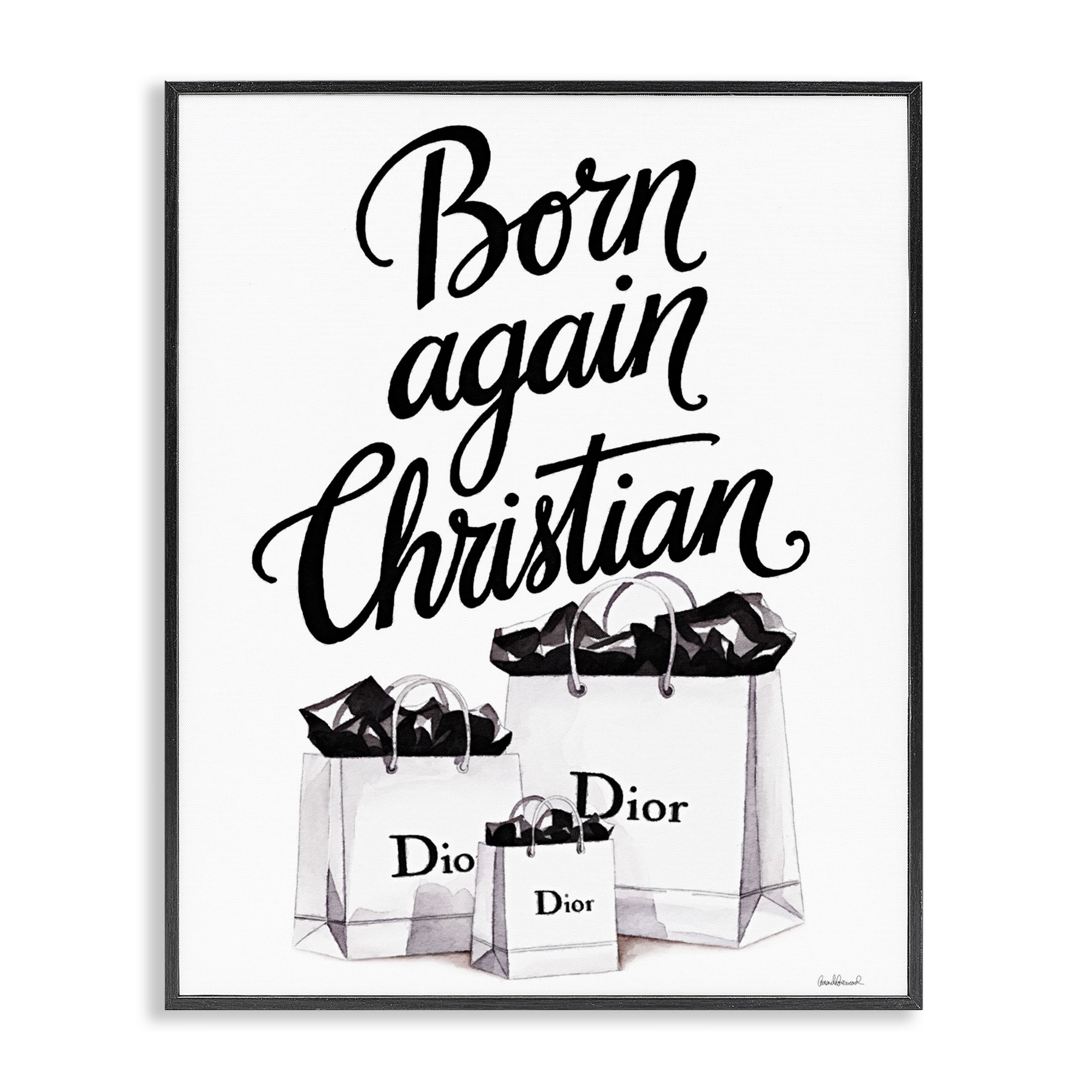 Christian & Shopping Bags Black Framed Giclee Art, design by Amanda Greenwood