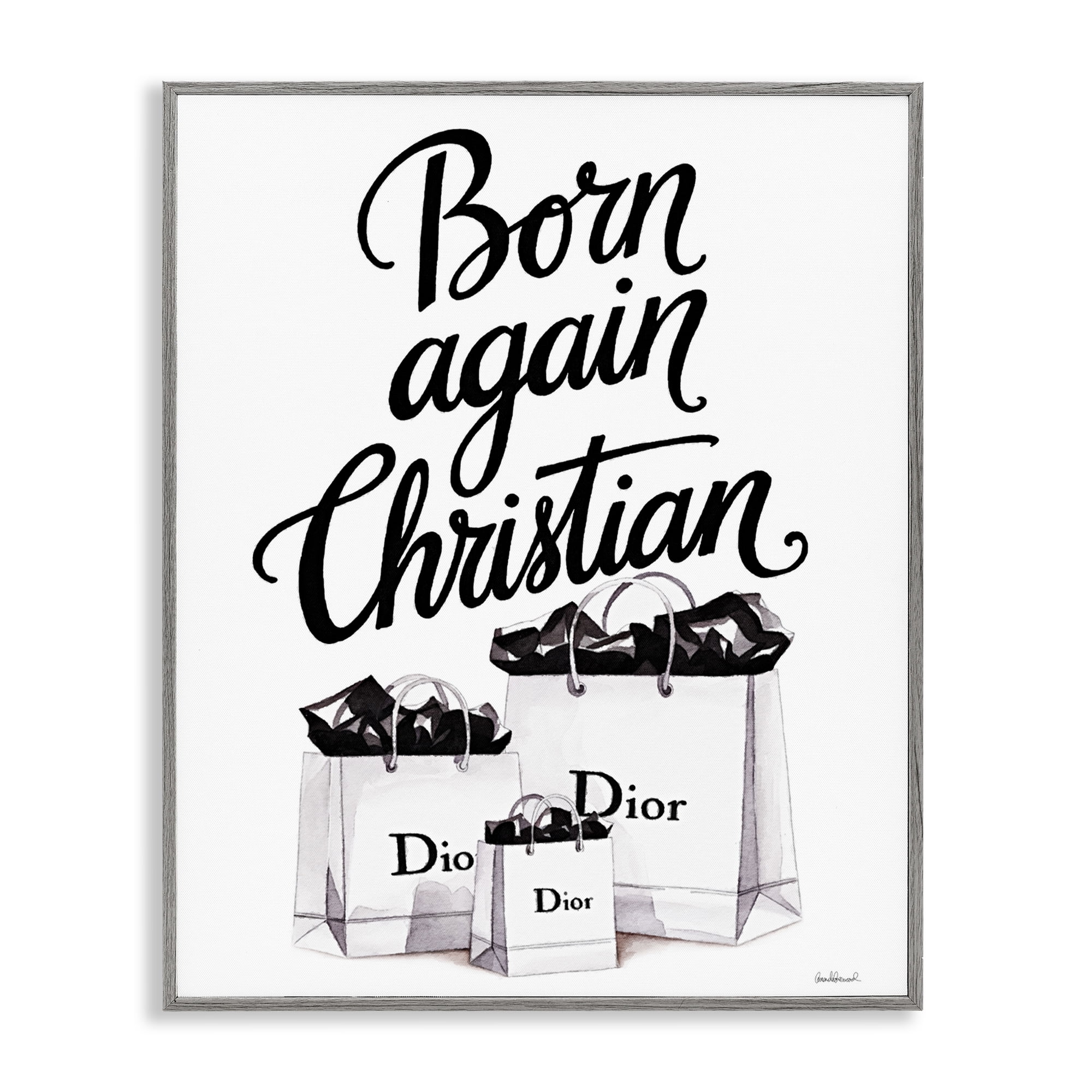 Christian & Shopping Bags Gray Framed Giclee Art, design by Amanda Greenwood