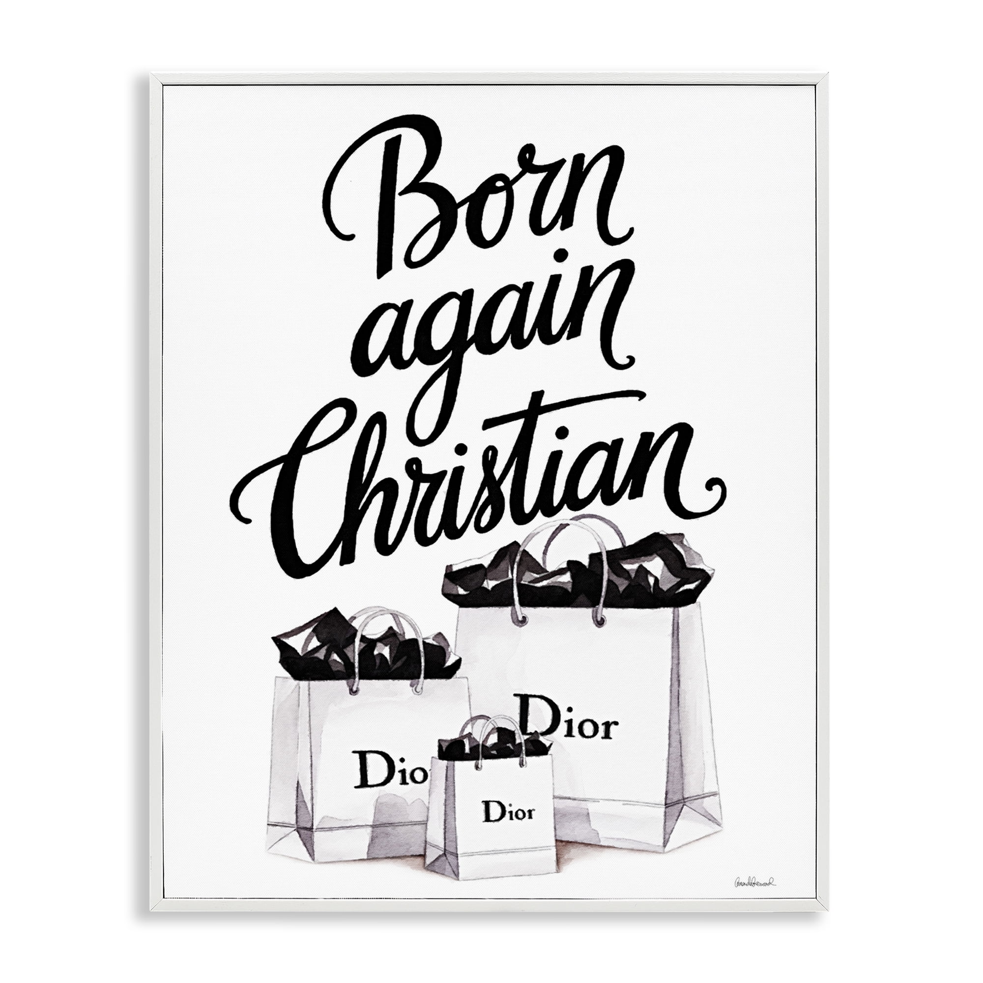 Christian & Shopping Bags White Framed Giclee Art, design by Amanda Greenwood