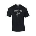 thumbnail image 1 of Christian Short Sleeve T-shirt Believer with Cross-Black-XXL, 1 of 6