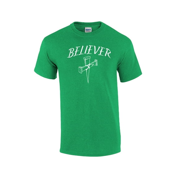 Christian Short Sleeve T-shirt Believer with Cross-Kelly-XXXL