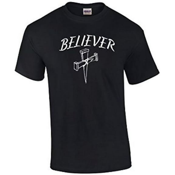 Christian Short Sleeve T-shirt Believer with Cross-Sportsgray-Small