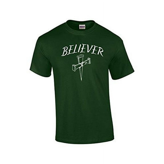 Christian Short Sleeve T-shirt Believer with Cross-forest-6xl