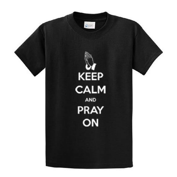Christian Short Sleeve T-shirt Keep Calm and Pray On-Black-6xl