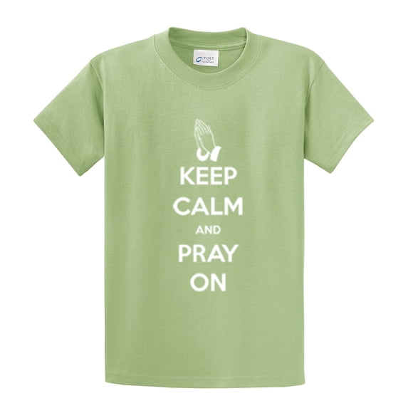 Christian Short Sleeve T-shirt Keep Calm and Pray On-Pistachio-XXL