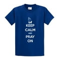 thumbnail image 1 of Christian Short Sleeve T-shirt Keep Calm and Pray On-Royal-Small, 1 of 4