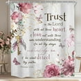 thumbnail image 1 of Christian Shower Curtain 60Wx72H Bible Verse Rustic Farmhouse Pink Flower Scriptures Floral Bath Curtain Fabric Inspirational Quote Motivational Bathroom Decor with 12 Hooks, 1 of 16