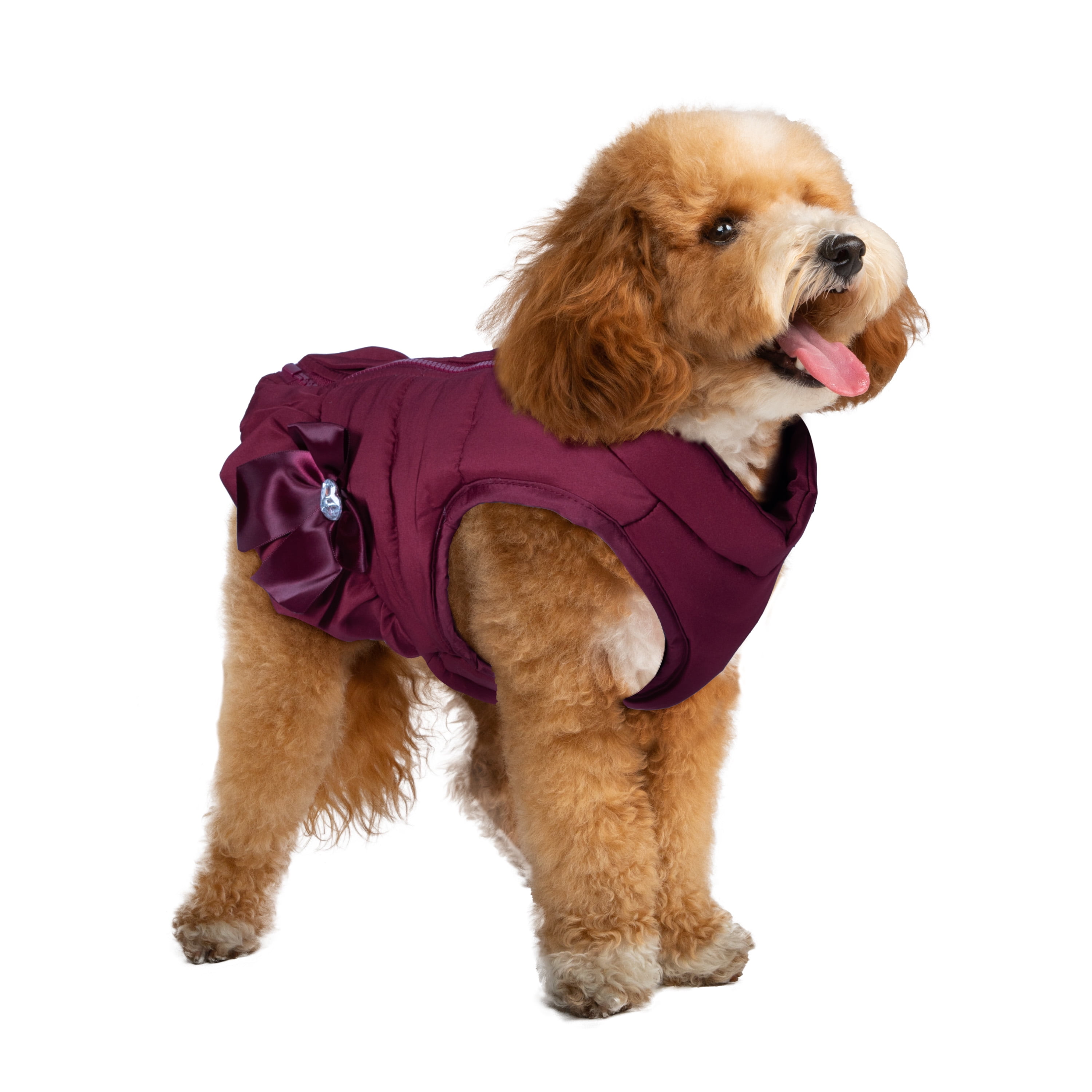 Christian Siriano, Dog Clothes, Quilted Dog or Cat Jacket, Purple, XS