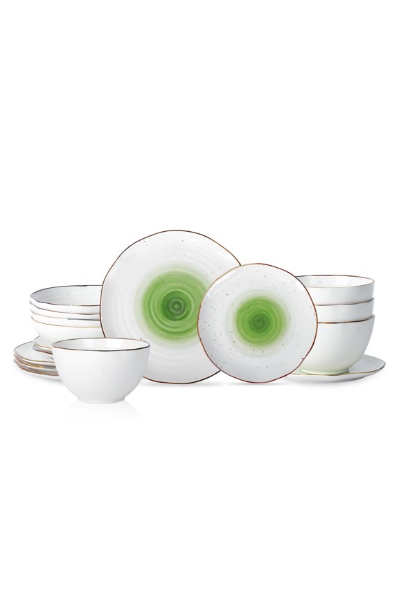 Luma 16-Piece Dinnerware Set Porcelain, Green