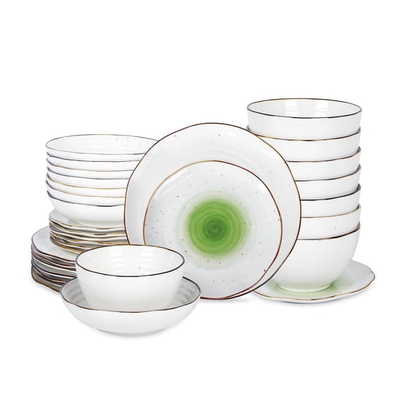 Christian Siriano Luma 32-Piece Dinnerware Set Porcelain, Green