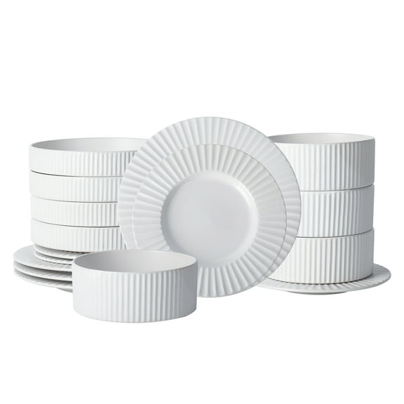 Christian Siriano Lusso 16-Piece Dinnerware Set Stoneware, White