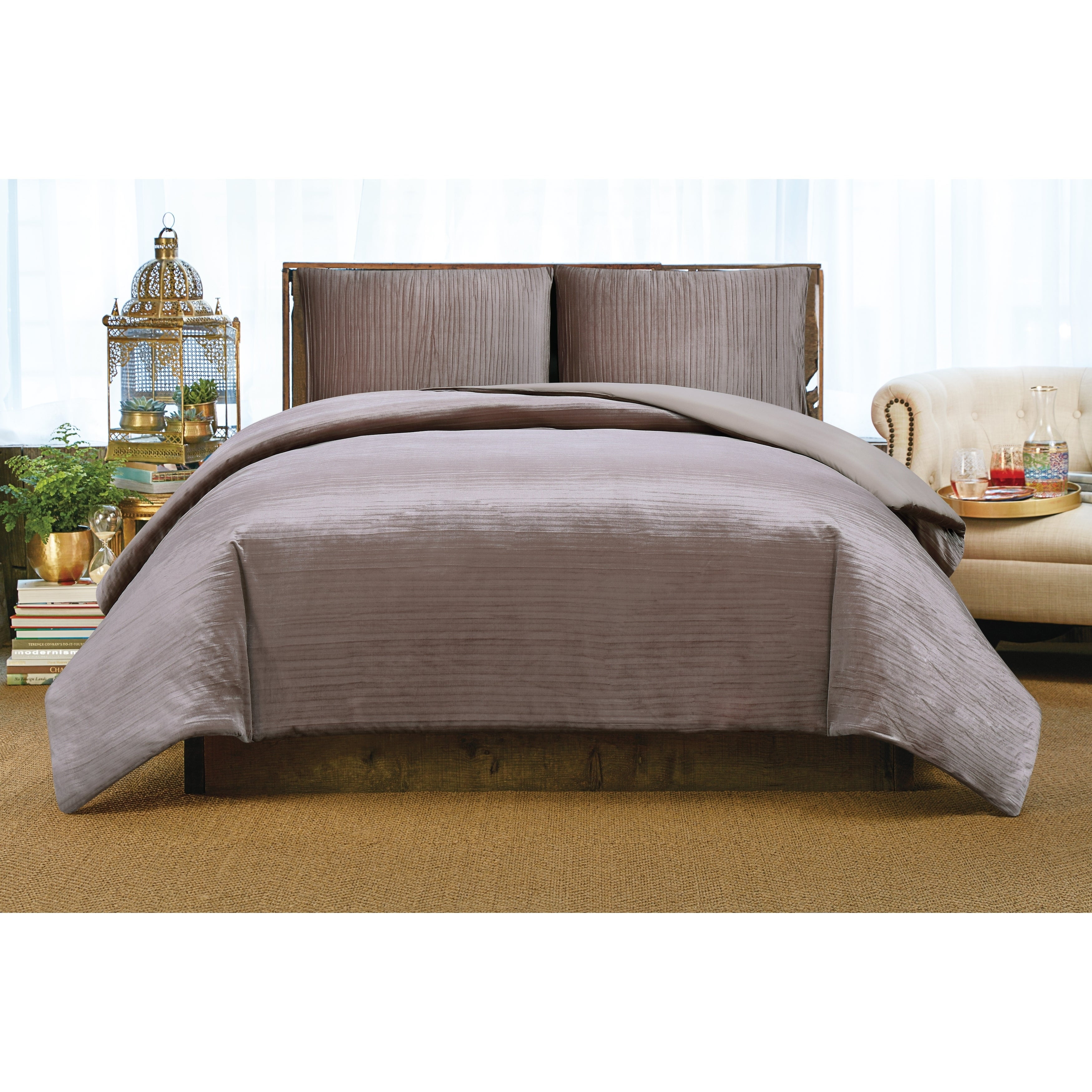 Christian Siriano NY ® Crinkle Luster Velvet 3 Piece Duvet Cover Set