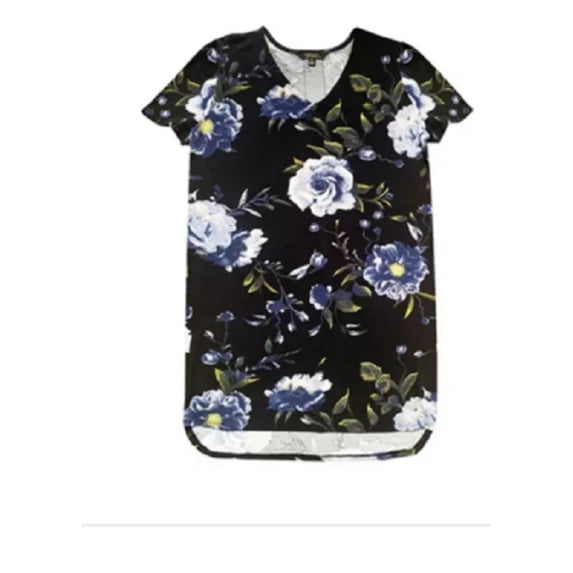 Christian Siriano NY Women's Short Sleeve V-Neck Printed Stretch Tunic Dress