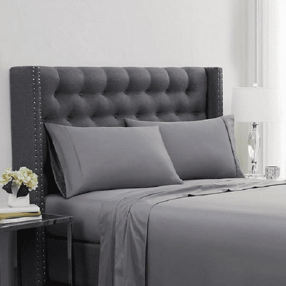 Christian Siriano New York Luxury Microfiber 6 Piece Sheet Set, Queen, Grey