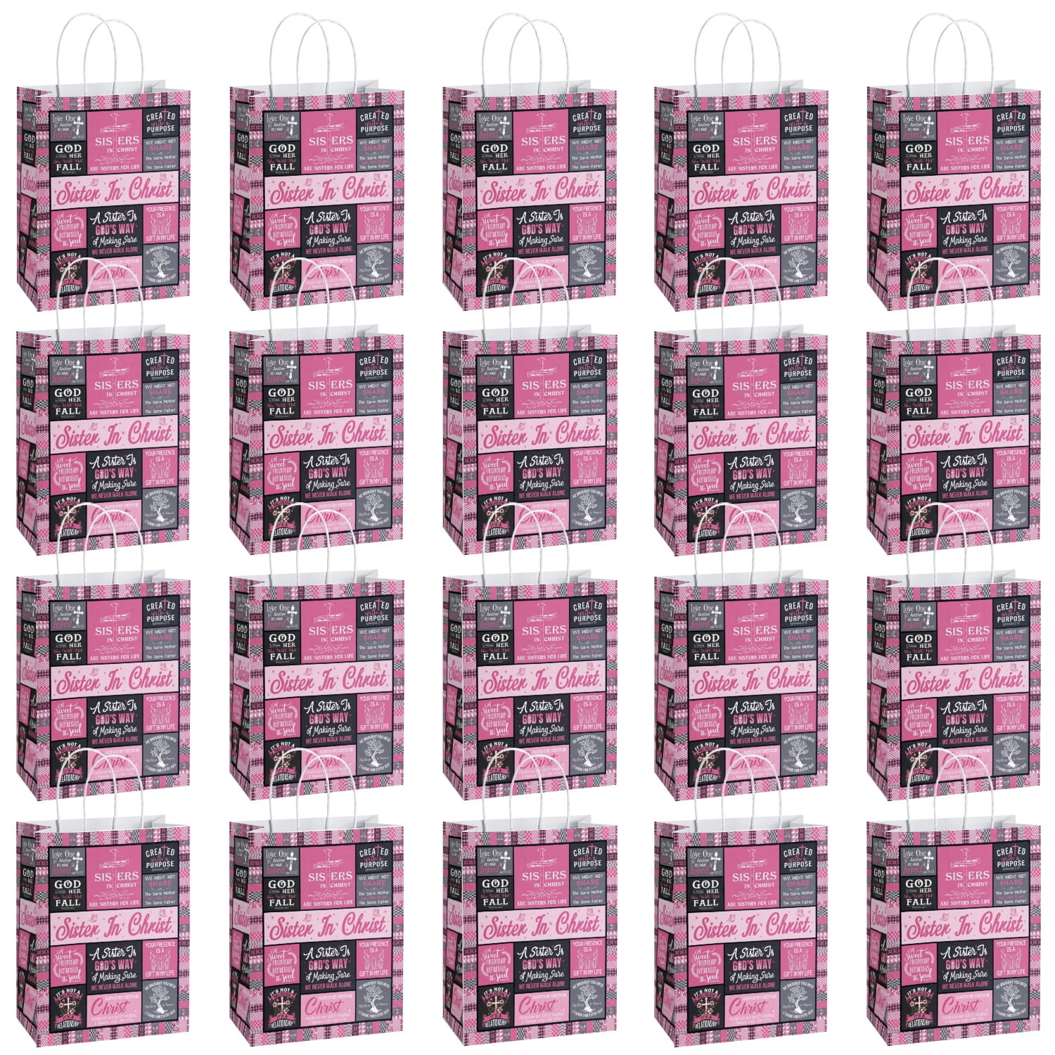 Christian Sister Party Favor Bags, 20Pcs Religious Faith Candy Gift Bags with Handles for Women Friends