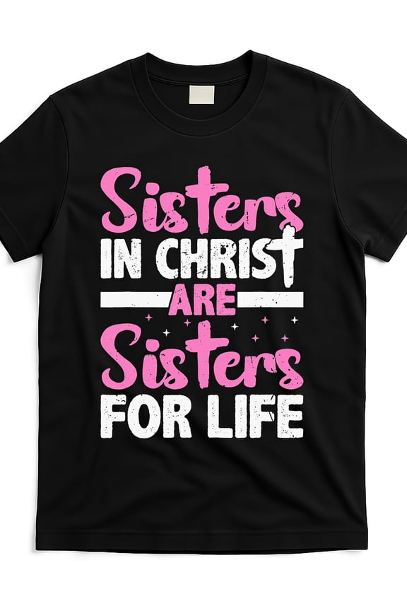 Christian Sisters Are Lifelong Sisters - Holy Faith T-Shirt for Men And Women, 2025 Summer Short Sleeve Tee, Black Design