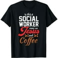 thumbnail image 1 of Christian Social Worker Runs On Jesus And Coffee Humor T-Shirt, 1 of 4