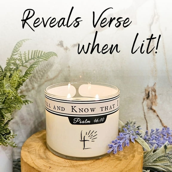 Lord's Light Candle Calm Seas Scented Container Candle with 35 h Burn Time, Light and Reveal Hidden Bible Verse