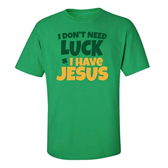 Christian St. Patrick's Day I Have Jesus Adult Short Sleeve T-Shirt-Green-5XL