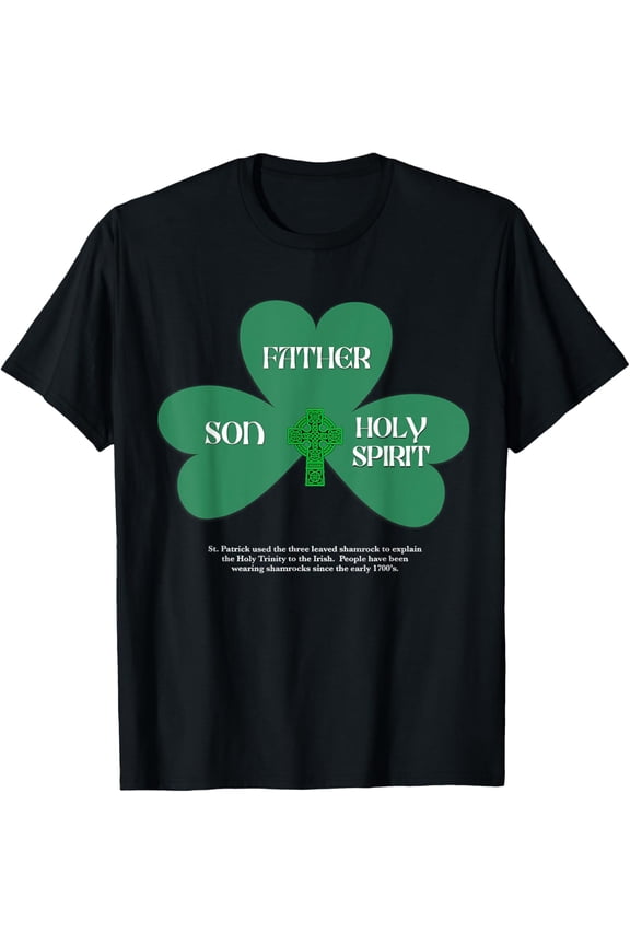 Christian St Patrick's Day Religious Trinity Clover Leaf God T-Shirt