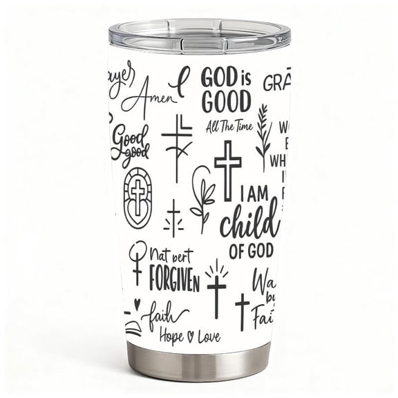 Christian Stainless Steel Insulated Tumbler with Lid, God Is Good Faith Scripture Design