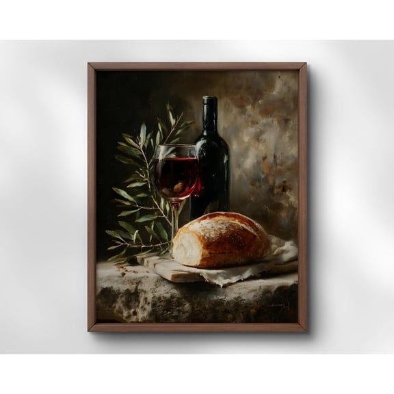 Christian Still Life Bread and Wine Print Last Supper Communion Art