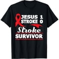 thumbnail image 1 of Christian Stroke Survivor Awareness Red Ribbon Brain Attack T-Shirt, 1 of 4