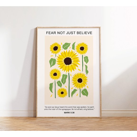 Christian Sunflower Mark Scripture Religious Faith Bible Verse Baptism Wall Decor Unframed Paper Print