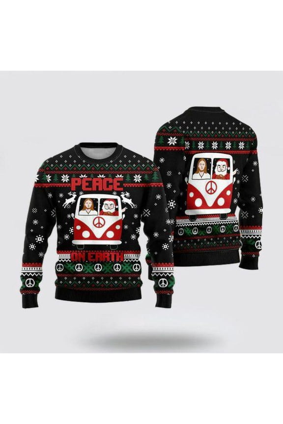Christian Sweater, Jesus & Santa Peace On Earth Ugly Christmas Sweater, Jesus Christmas Sweater, Jesus Saves Shirt