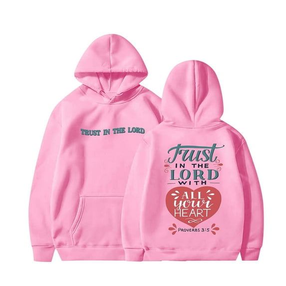 Christian Sweatshirt Baby Trust in The Lord Letter Print Hoodies Jesus Pullover Sweater Long Sleeve Hooed Jacket Fall Spring Winter Clothes Christian Gift for Toddler Kids Boys Girls
