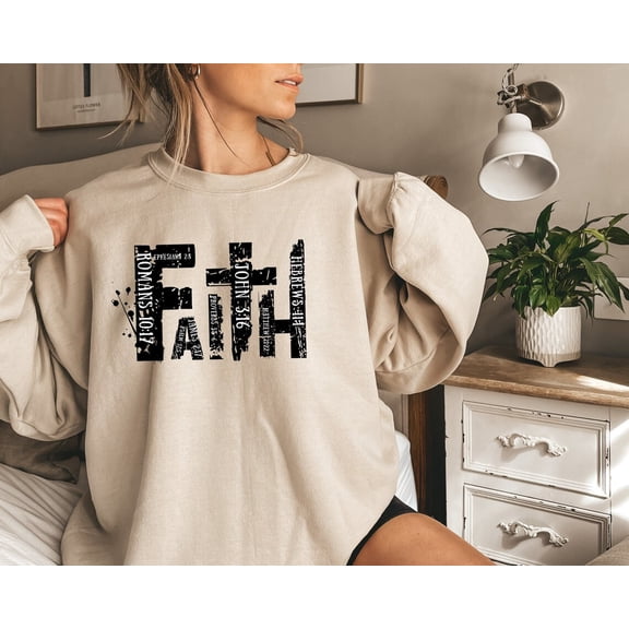 Christian Sweatshirt, Bible Verse Hoodie, Religious Outfit, Retro Faith Sweater, Christian Cross Graphic Hoodie, Sweater, Full size S-5XL
