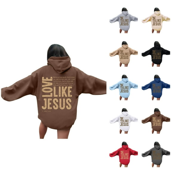 Christian Sweatshirt Hoodies for Women 2025 Fall Winter Long Sleeve Y2K Graphic Hooded Sweatshirt with Pockets Pullover Tops
