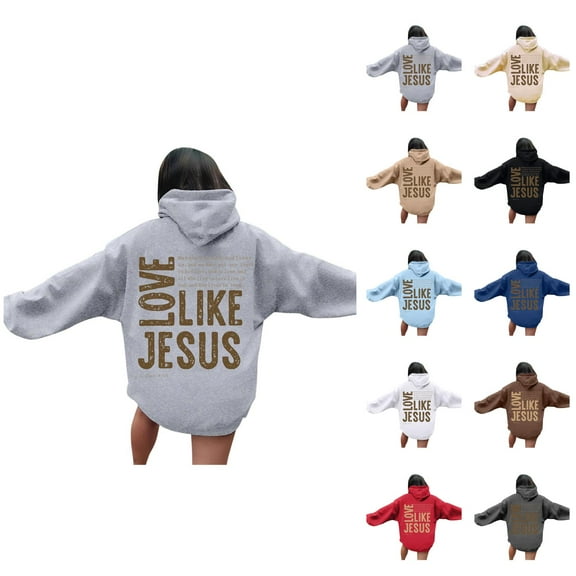 Christian Sweatshirt Hoodies for Women 2025 Fall Winter Long Sleeve Y2K Graphic Hooded Sweatshirt with Pockets Pullover Tops