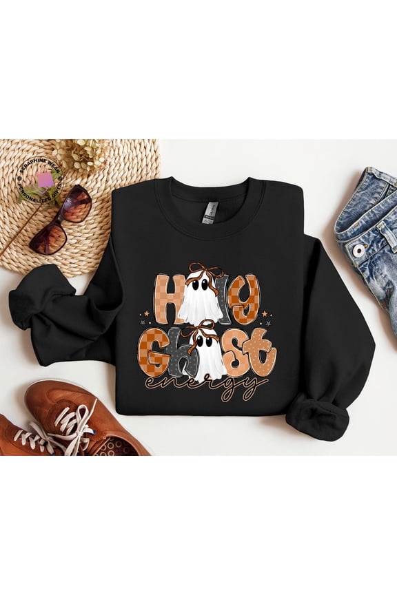 Christian Sweatshirt, Spooky Holy Ghost Energy Sweater, Faith and Fall Pullover, Ghost Hoodie All Size S-5Xl