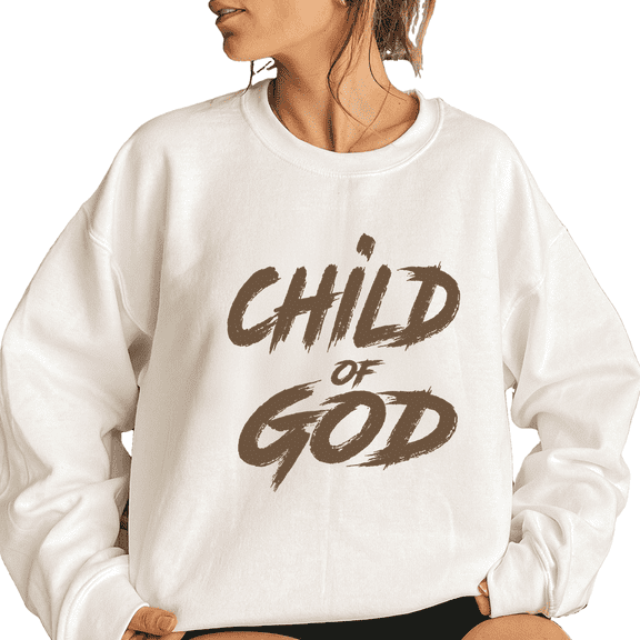 Christian Sweatshirts for Women & Men Brown Child Of God Letter Print Tops Faith Based Long Sleeve Shirts Inspirational Casual Crewneck Pullover for Holiday White,2XL