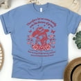 thumbnail image 1 of Christian T-Shirt – Cowgirl Courage Hebrews 4:16 Graphic Tee, Throne of Grace Prayer, CarolinaBlue, Size L, 1 of 6