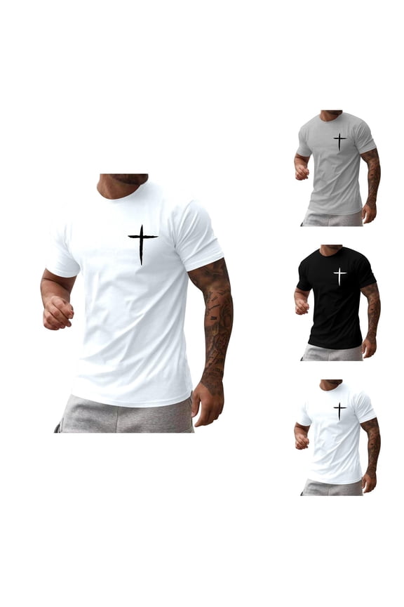 Christian T Shirts for Men 2026 Summer Casual Short Sleeve Crewneck Cross Graphic Tees