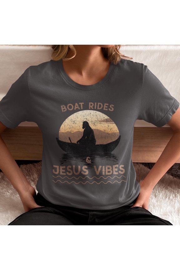 Christian T-shirt, Boat Rides & Jesus Vibes Tee, Faith T-Shirt, Summer Vibes Shirt, Inspirational Apparel, Outdoors, Lake Life T-shirt