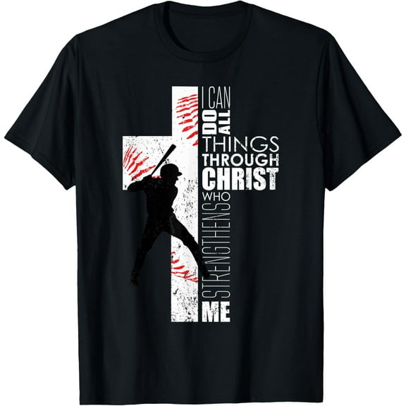 Christian Teen Boys Kids Baseball Philippians 4:13 Graphic T-Shirt