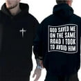 thumbnail image 1 of Christian Testimony Hoodie – God Saved Me On The Same Road Quote, Double-Sided Faith Graphic Pullover, Unisex Cotton Religious Hoodie, Spiritual Gift Apparel, 1 of 7