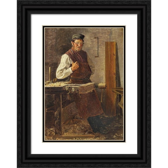 Christian Thørrestrup 14x18 Black Ornate Wood Framed Double Matted Museum Art Print Titled - The Village Cutter. Study (1878)